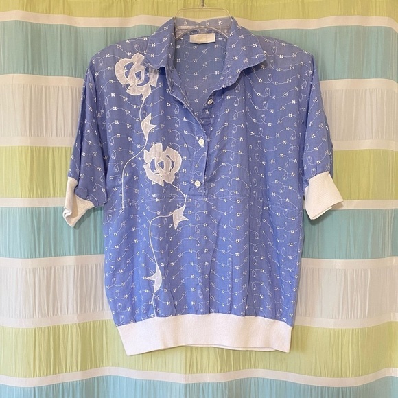 Vintage Eyelit Embroidered Blouse High Ectane Designs Sz Small - Picture 9 of 9